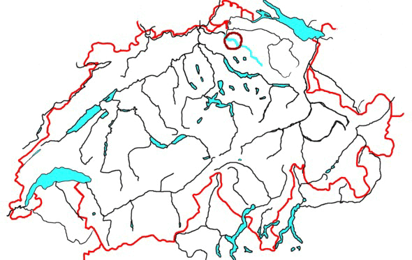 Bild zeigt die Schweizerkarte mit Standort des Kraftwerks im roten Kreis